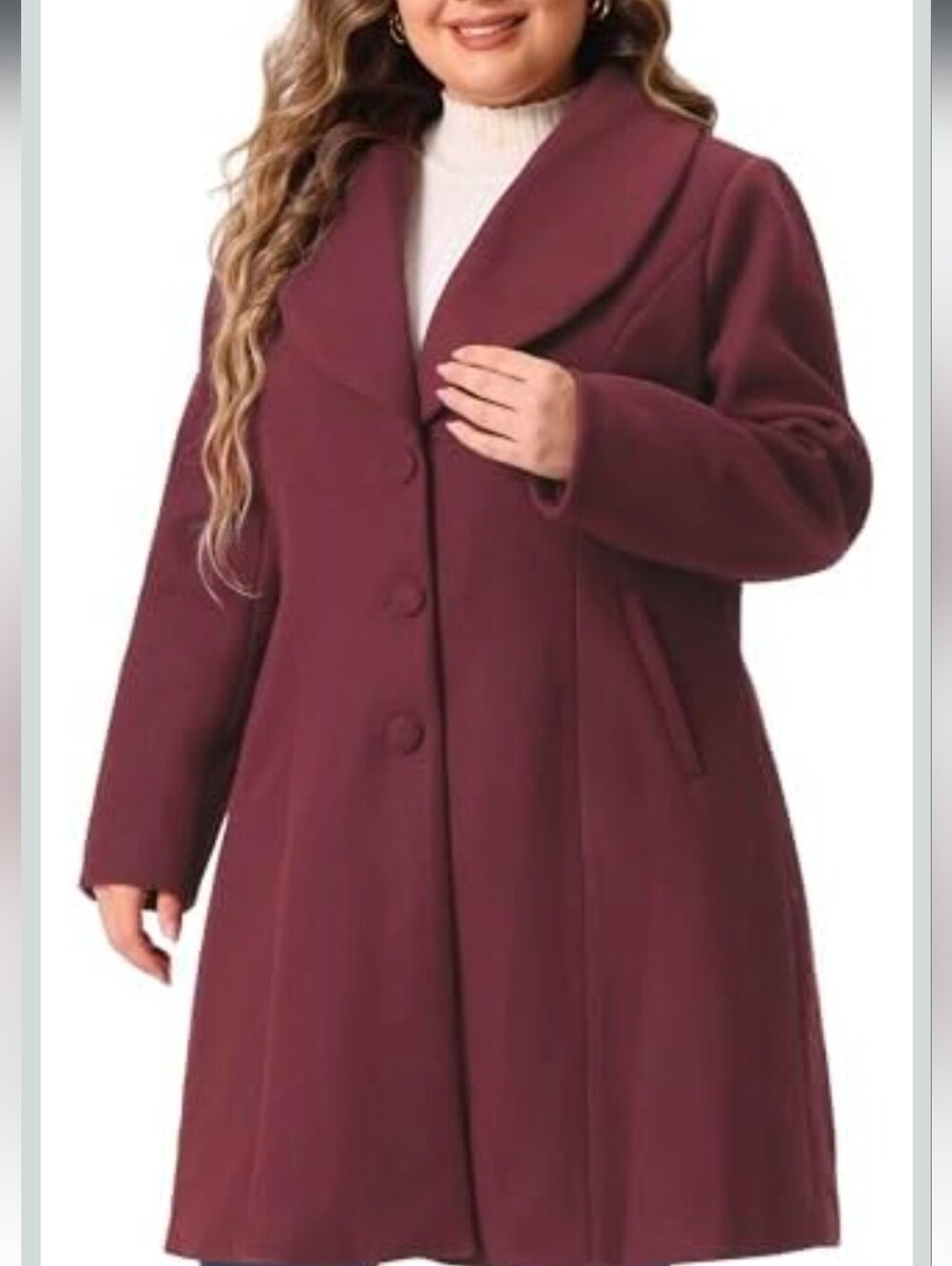 Burgundy Shawl Collar Button Coat Sz.2X NWT Agnes Orinda